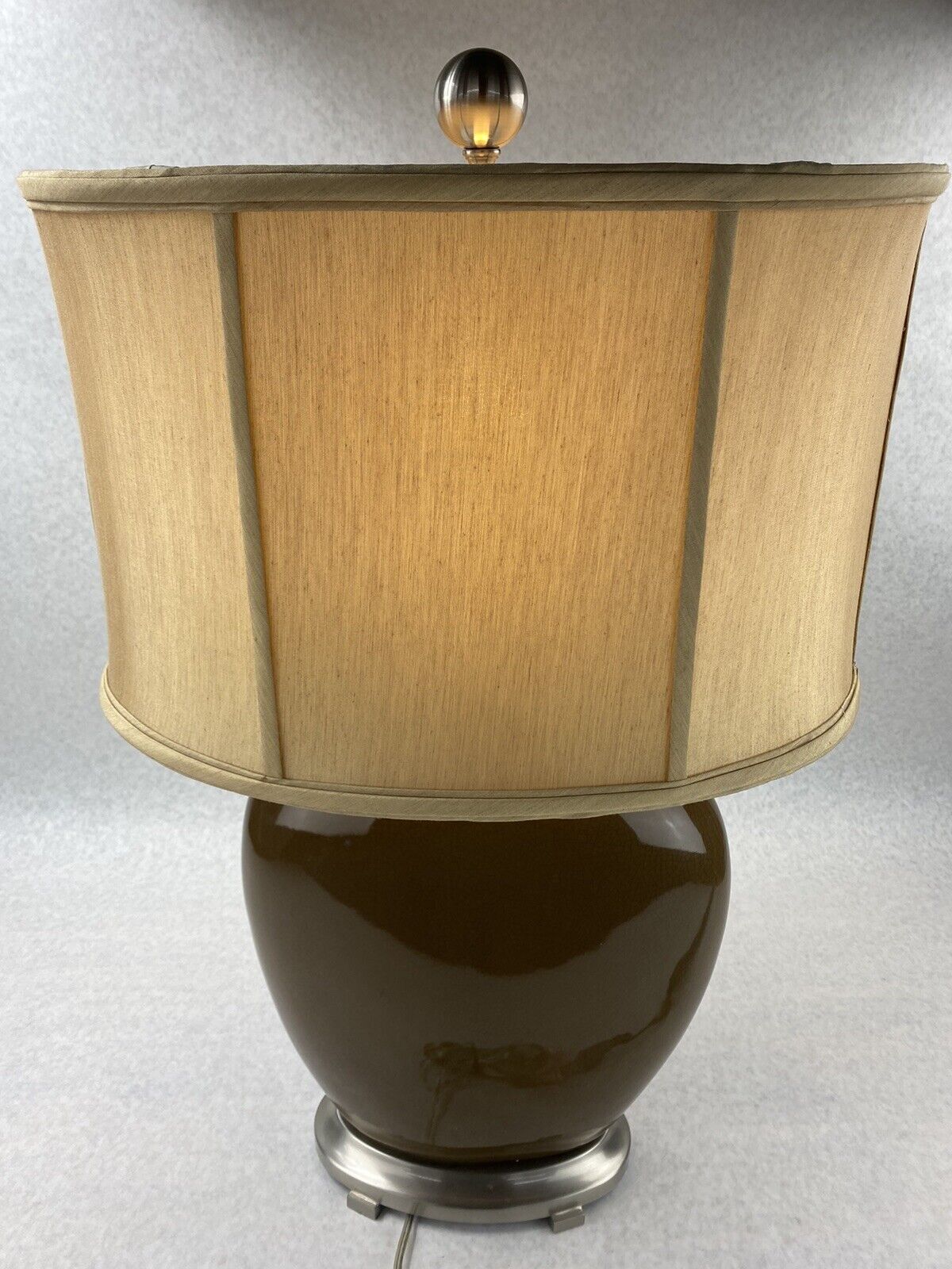 Unbranded 6401360 Brown Glossy Dry Clay Vase 2 Mode Desktop Nightstand Lamp