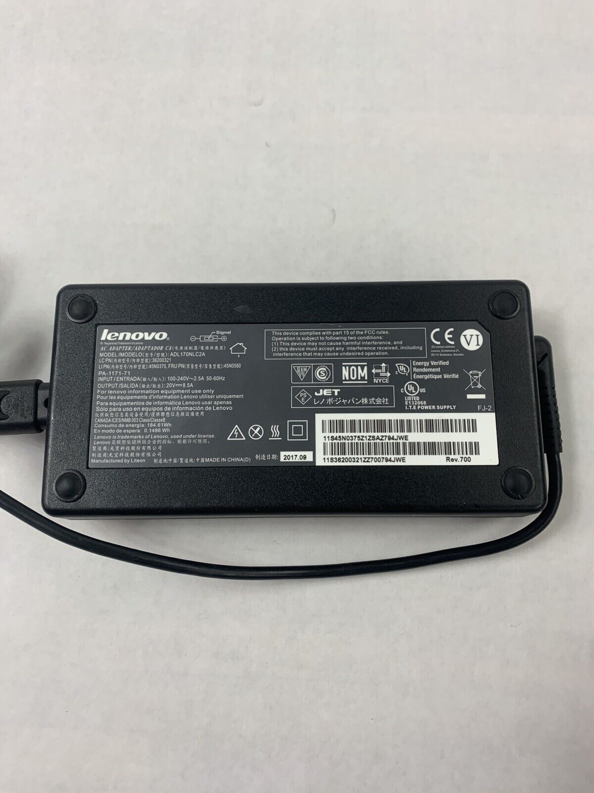 Lenovo ADL170NLC2A 170W 20V AC Adapter