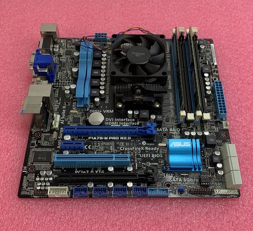 ASUS F1A75-M-Pro Rev 2.0 Motherboard AMD A4-3400 2.7GHz 4GB RAM w/Shield