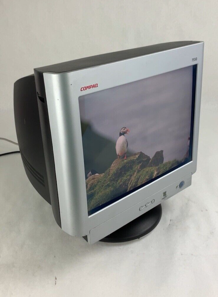 Vintage HP Compaq 7550 16” CRT VGA Computer Monitor Retro Gaming Tested Grade B