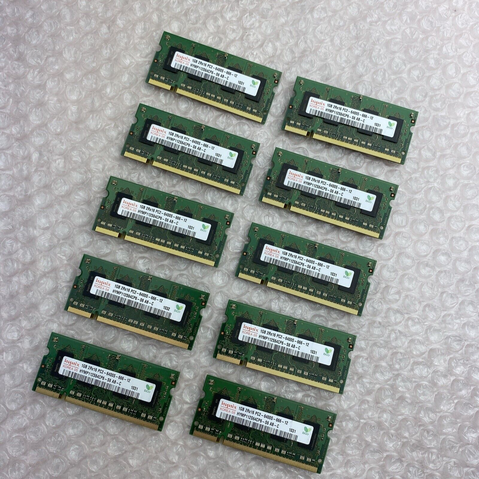 1GB Hynix 2Rx16 PC2-6400S 666-12 Memory HYMP112S64CP6-S6AB-C Lot Of 10