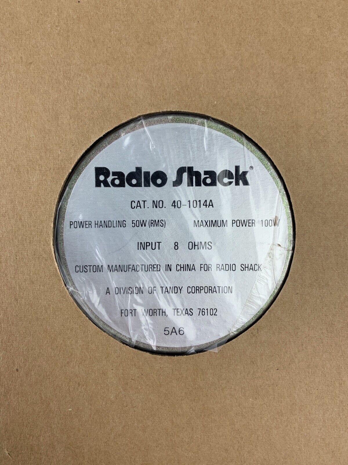 Box Opened Radio Shack 40-1014A 10" Polypropylene Woofer 50 Watts RMS 100 Watts