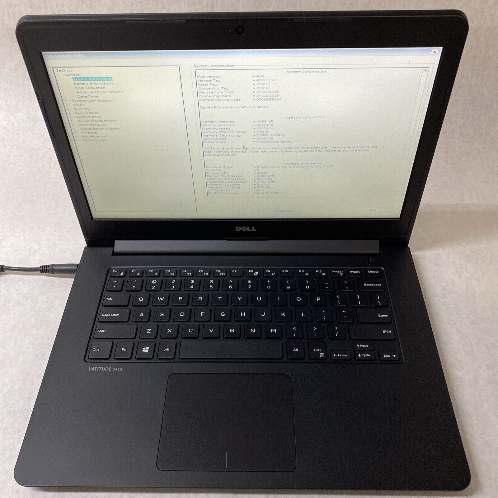 Dell Latitude 3450 14.0" i5-5300U 2.30GHz 4GB RAM No SSD No OS No AC No Battery