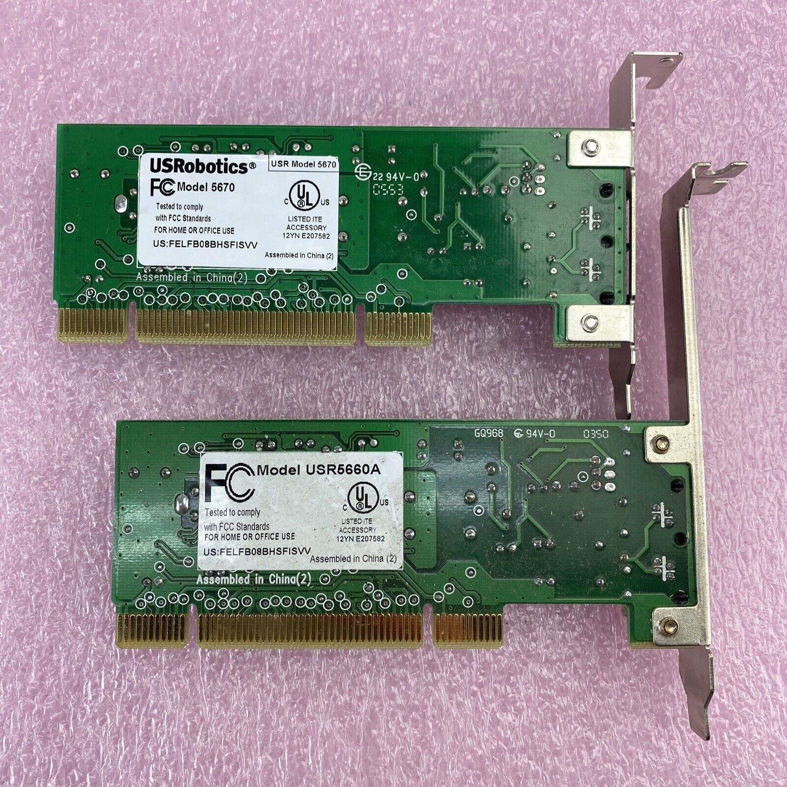 US Robotics USR5670 SFF + USR5660A Full Height 56k PCI faxmodems Lot of 2