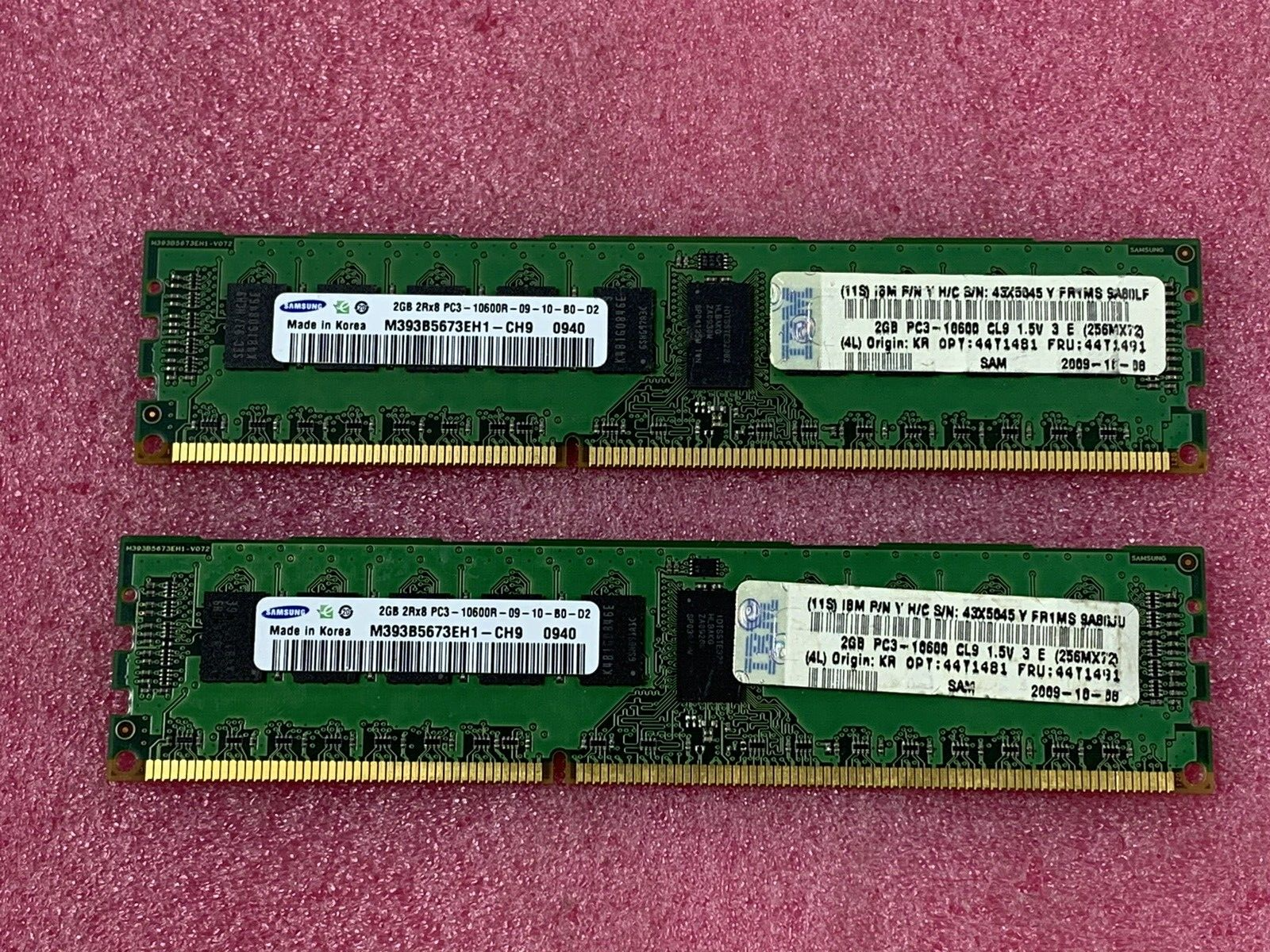 Samsung 4GB Kit 2x4GB 2Rx8 PC3-10600R-09-10-B0-D2 Server Ram M393B5673EH1