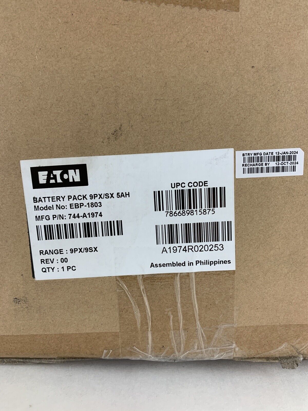 Eaton EBP-1803 744-A1974 Battery UPS Tray 9PX5K 9PX6K MFG 1/2024 Recharge 10/24