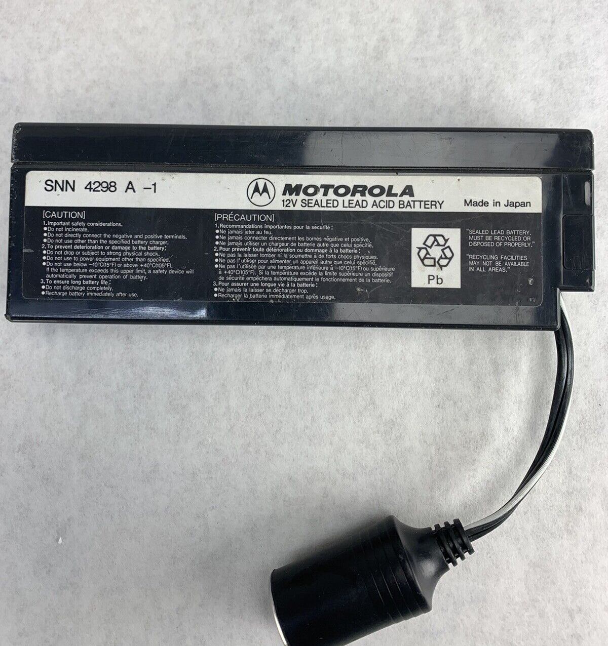 Motorola Sealed Lead Acid Battery SNN 4298 A-1