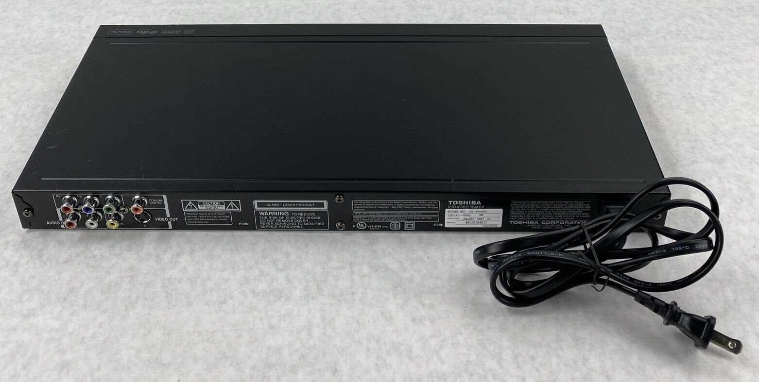 Toshiba SD-4000KU DVD Player Digital Cinema Progressive Black + Remote