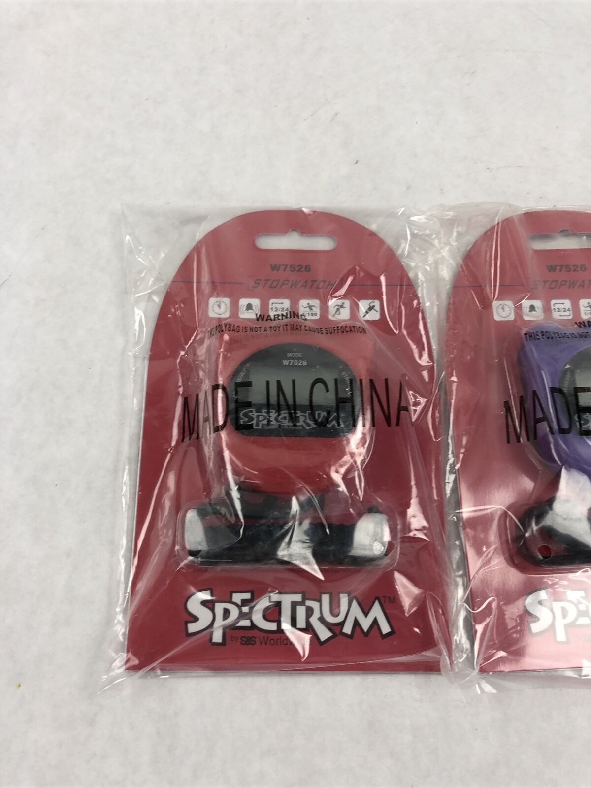 Spectrum W7526 Lot of 3 Stopwatches (1 Red & 2 Purple)