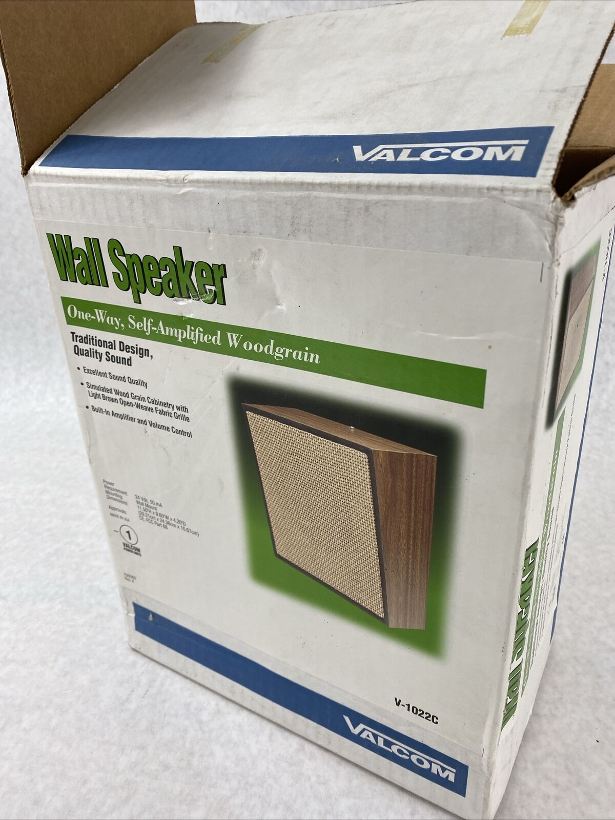 Valcom V-1022C 1 Watt 1 Way Wall Speaker 24VDC 50mA Woodgrain USAmade