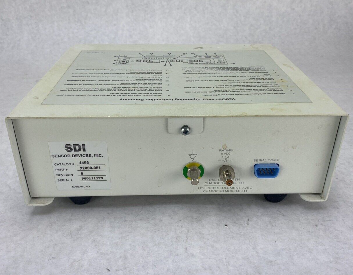 SDI Vet/Ox 4403 Patient Monitor Part No. 92000-001 No Power Supply Untested