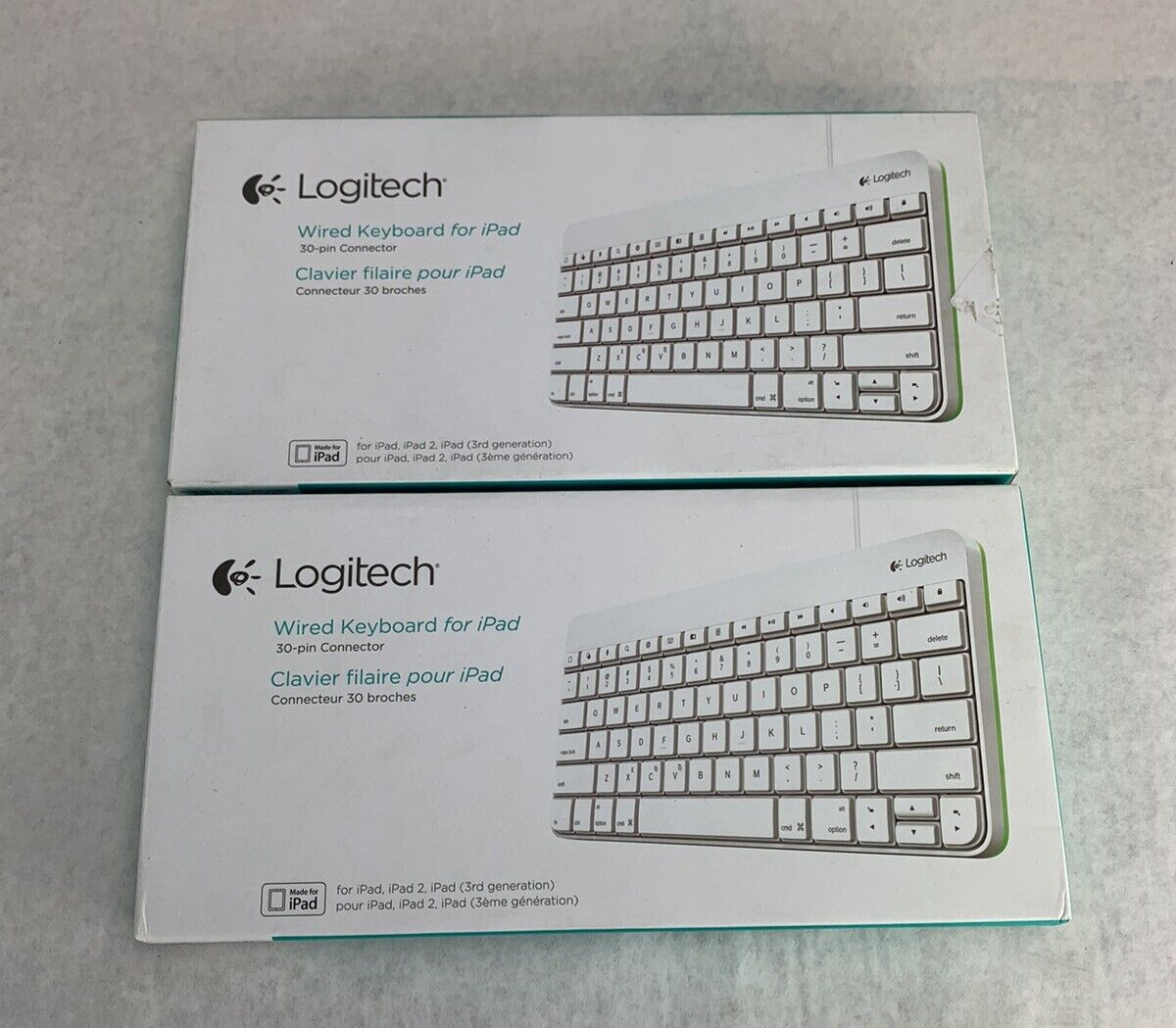 Lot of 2 Logitech Wired Keyboard for iPad