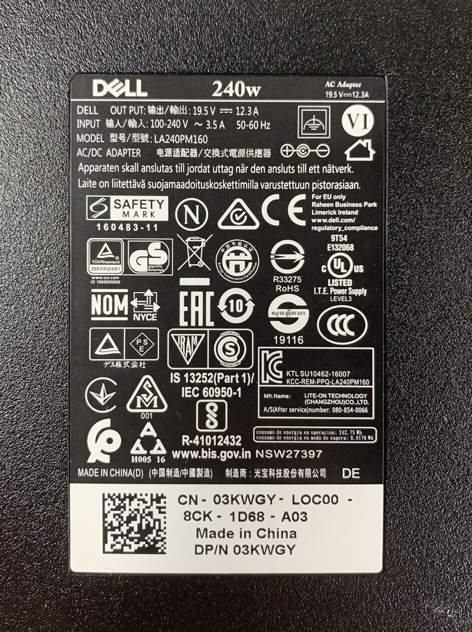 Dell LA240PM160 (03KWGY) AC Adapter 240 Watt