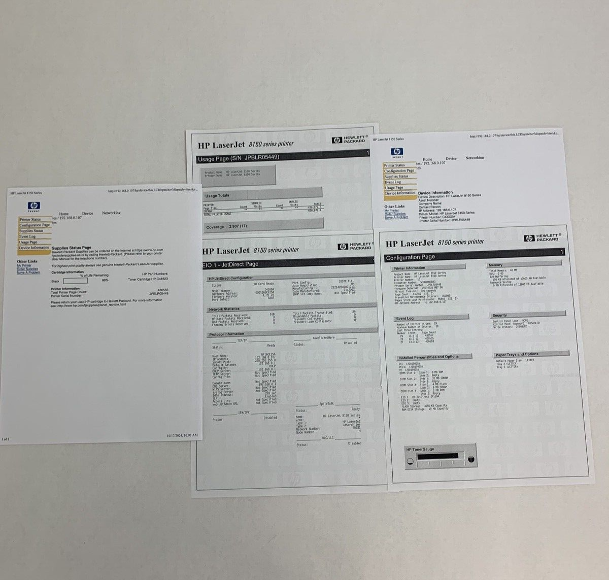 HP LaserJet 8150N Series Workgroup Laser Printer Tested