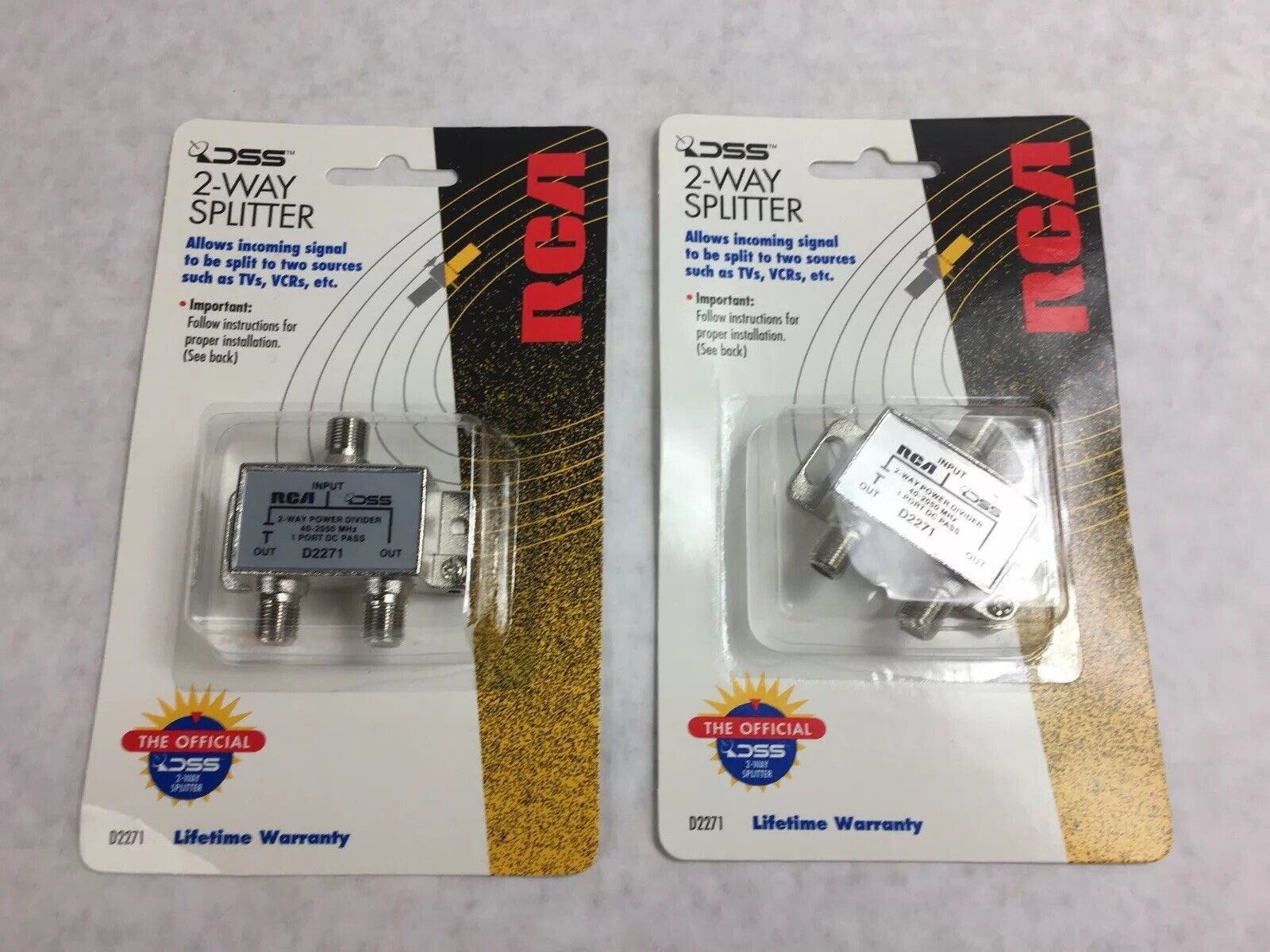 DSS RCA 2 Way Splitter D2271 40-2050 MHz (Lot of 8)