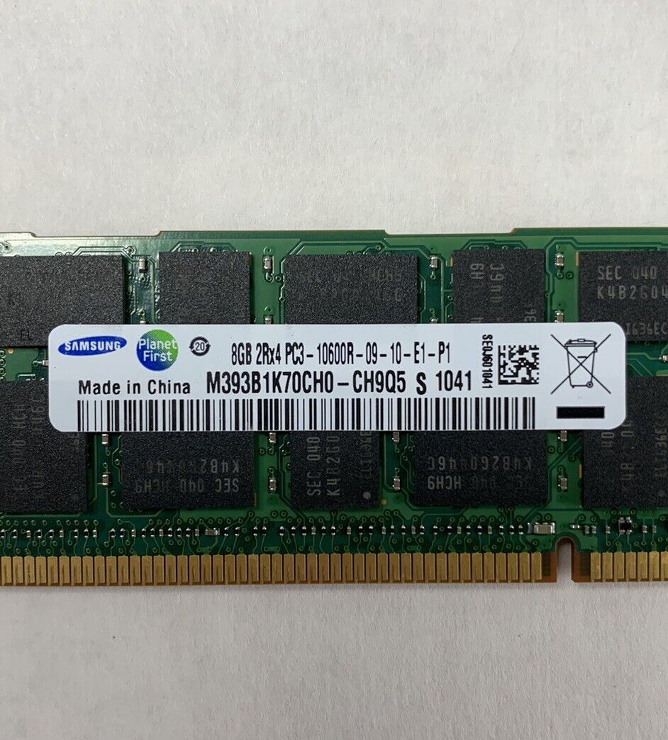 Samsung 32 GB Kit 8x8GB 2Rx4 PC3-10600R-09-10-E1-P1 Server Ram