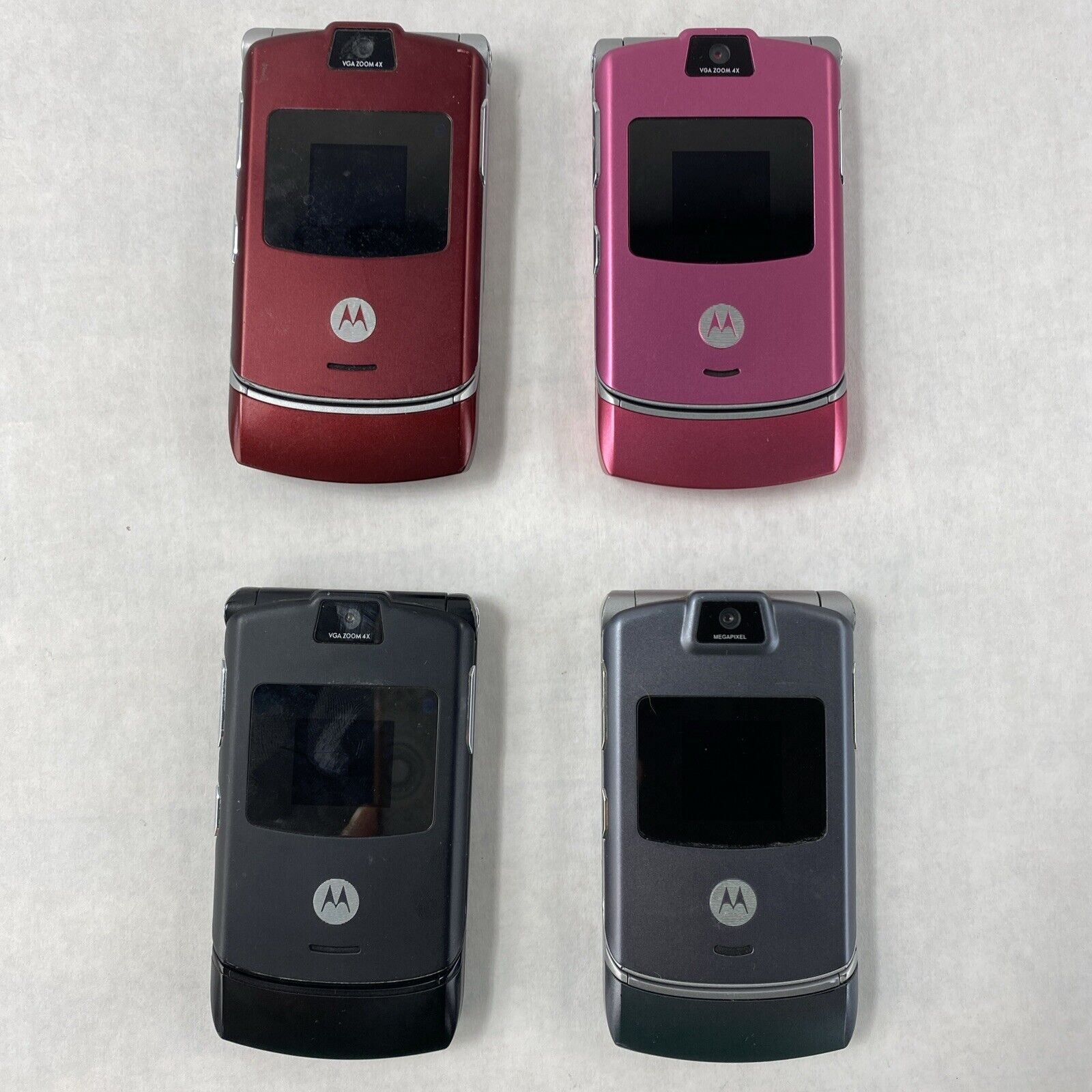 Lot( 4 ) Motorola Razor V3c RAZR Various Cellular Cell Flip Phone NO ACCESSORIES