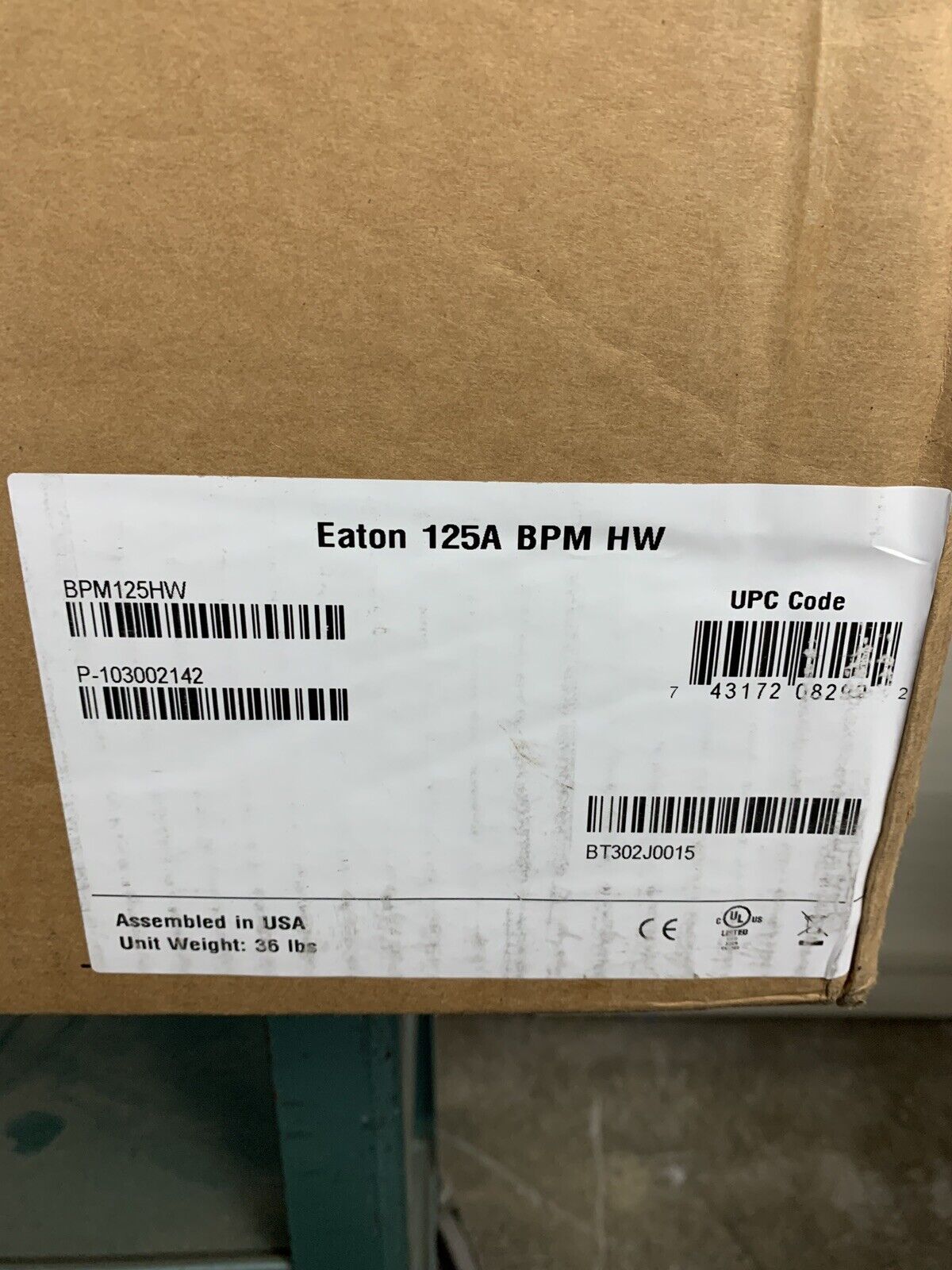 Eaton BPM125HW Bypass Power Module BPM 125A 300V 600V 6-10kVA Box Opened