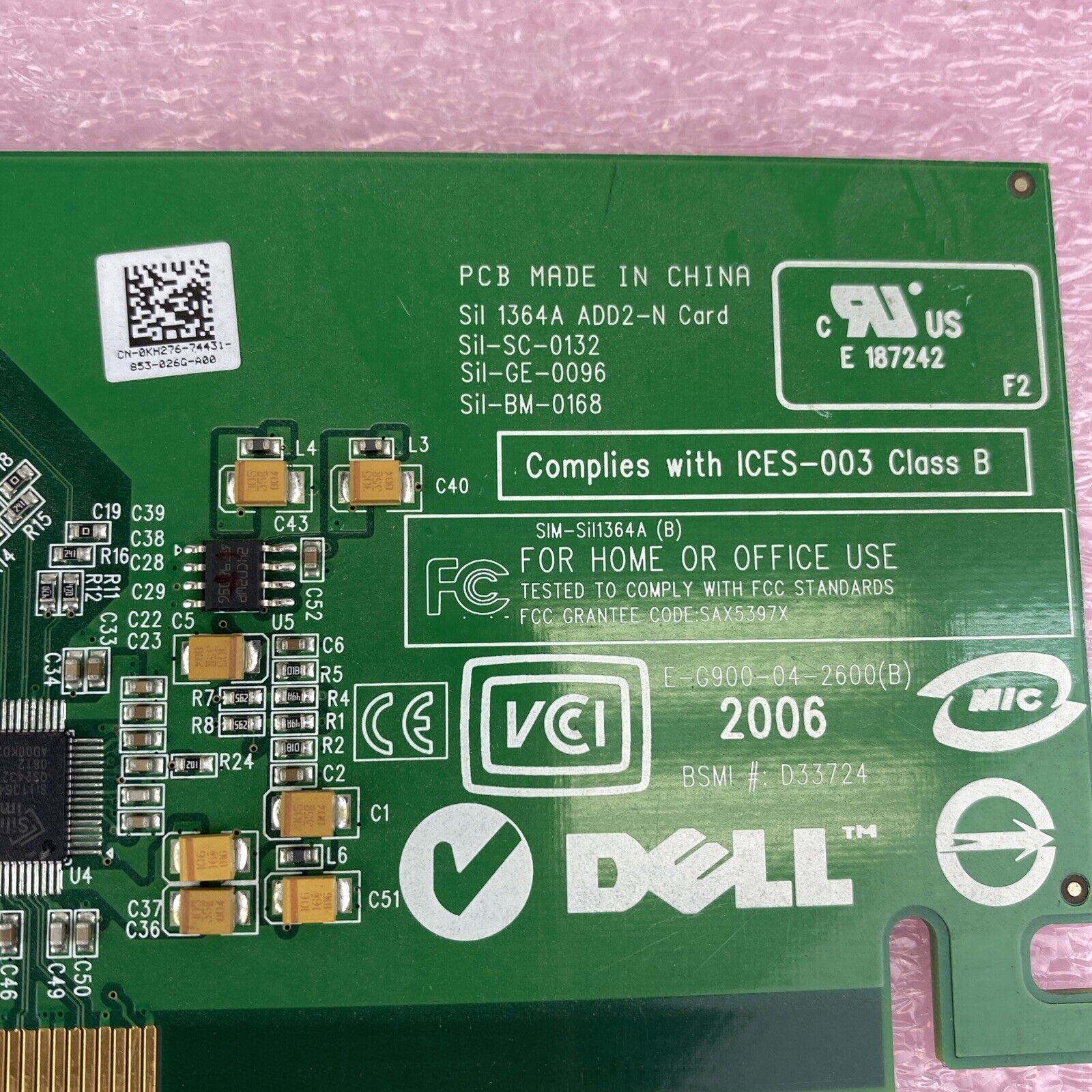 Dell 0FH86 KH276 0KH276 Sil 1364A ADD2-N PCIe DVI-D Full Height GPU