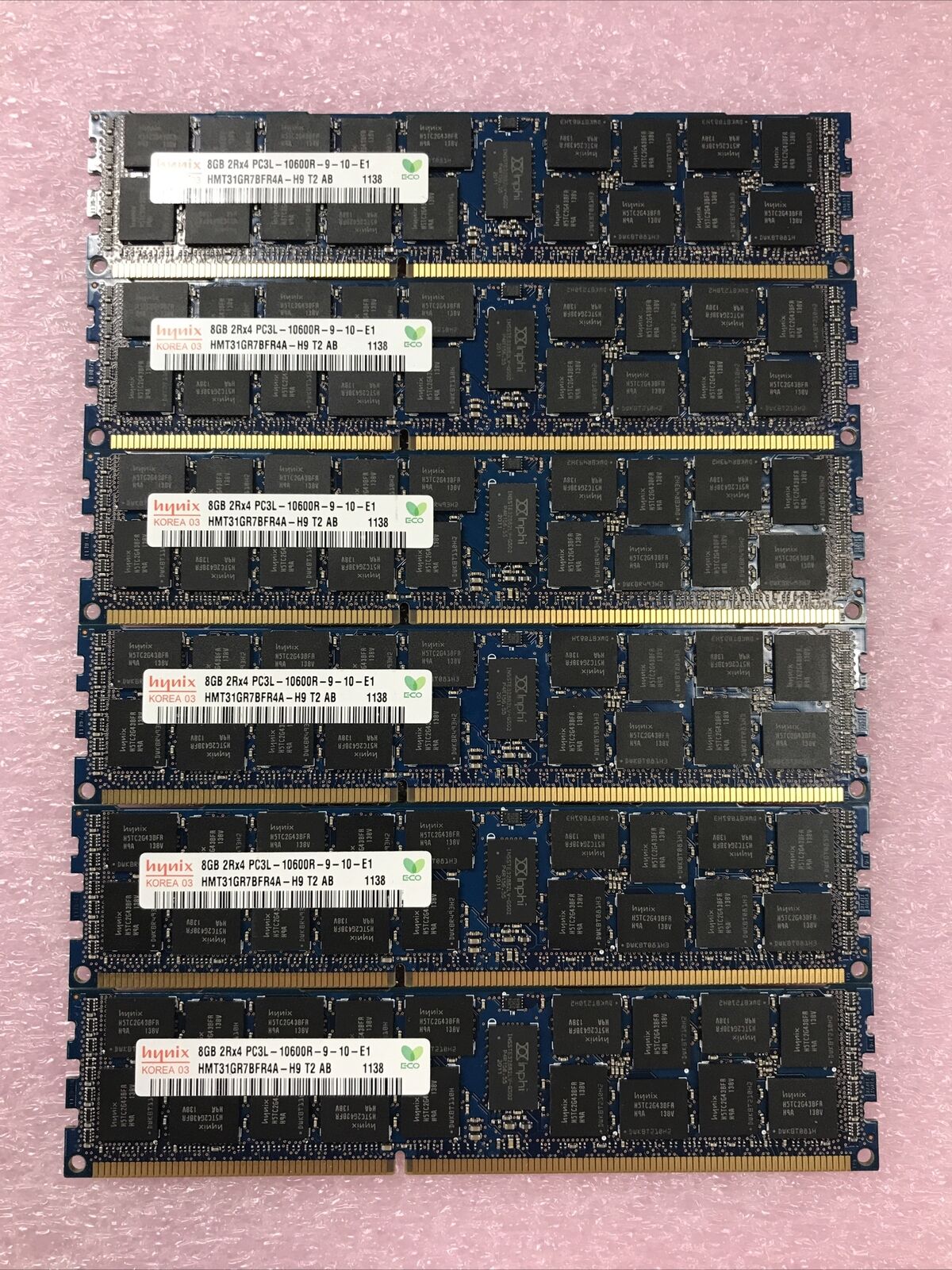 Hynix 48GB 6x8GB 2Rx4 PC3L-10600R-9-10-E1 Ram HMT31GR7BFR4A (Lot of 6)