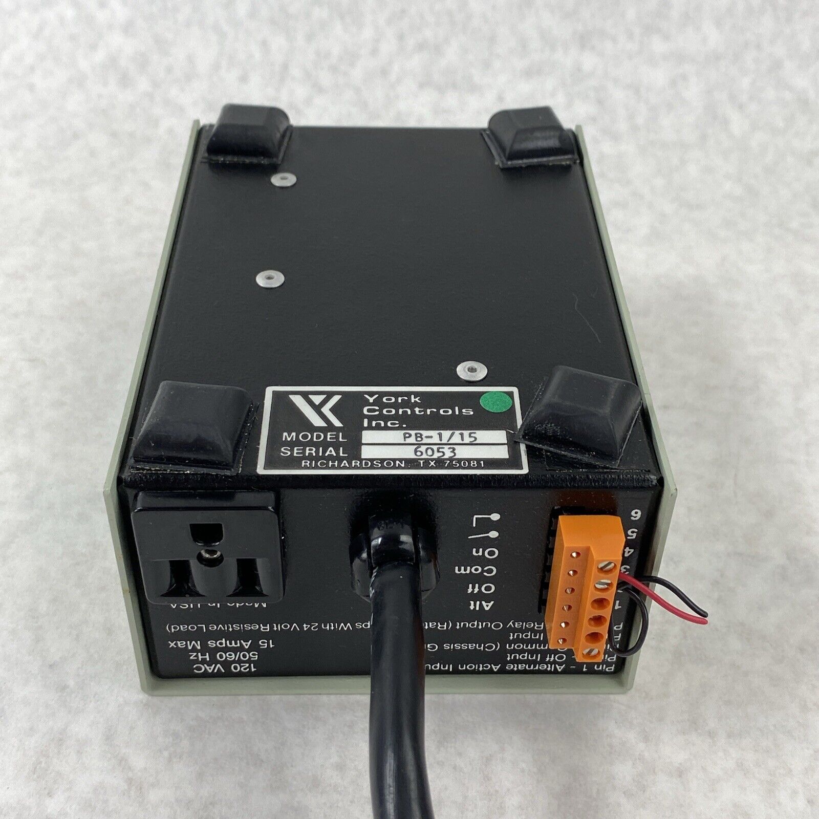 York Controls PB-1/15 Universal Power Box 120VAC 50/60 Hz 10A