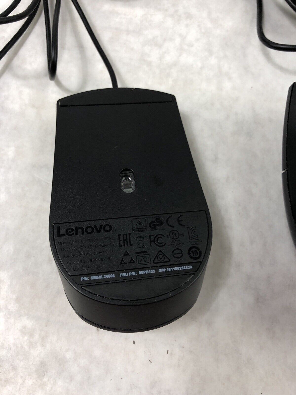 Assorted Lenovo Wired USB Mice - 2 45J4889 - 1 0PH133 - 1 03X6861 (Lot of 4)