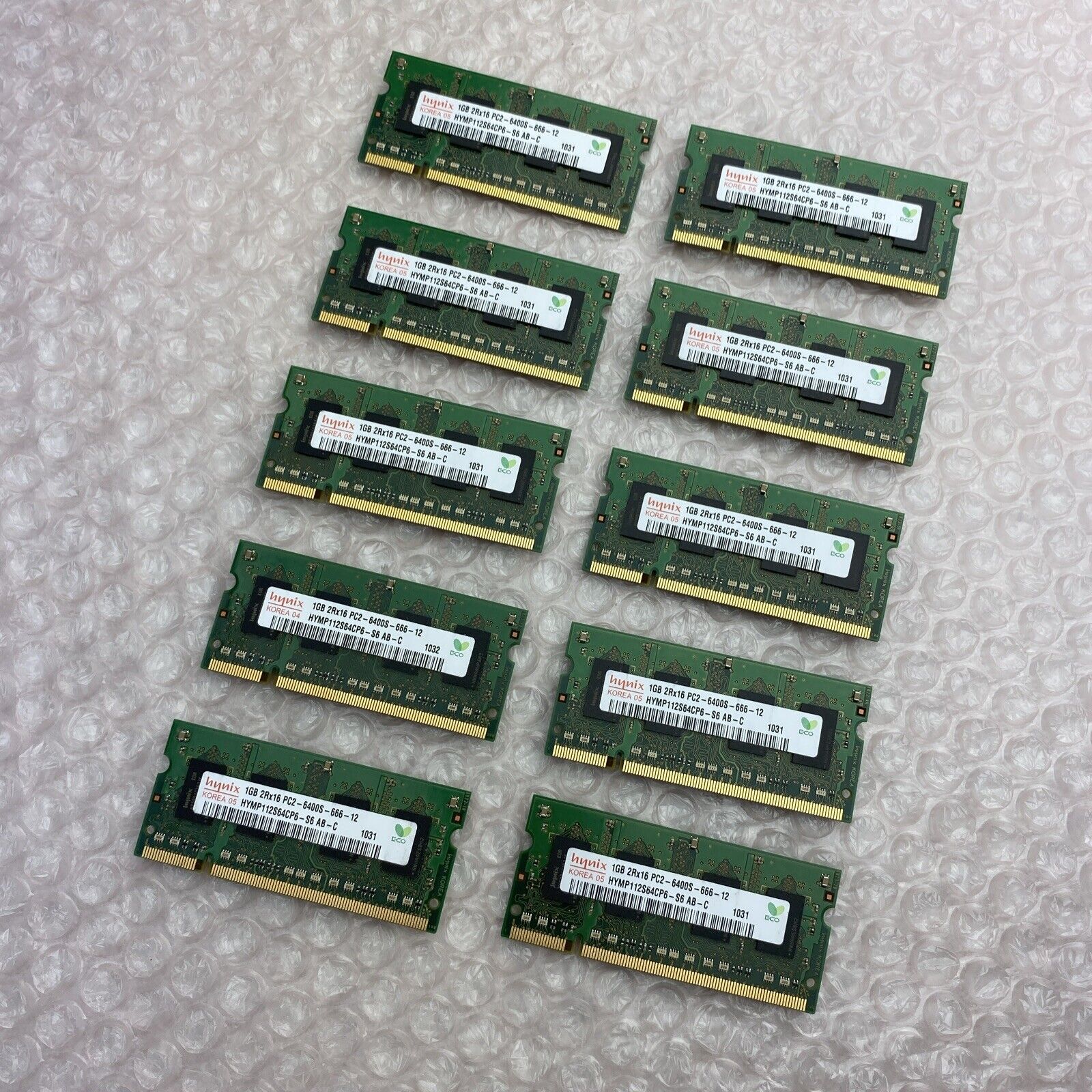 1GB Hynix 2Rx16 PC2-6400S 666-12 Memory HYMP112S64CP6-S6AB-C Lot Of 10