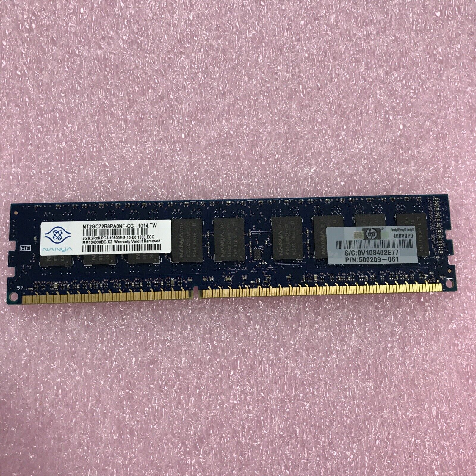 Nanya 4GB Kit 2x2GB 2Rx8 PC3-10600E-9-10 NT2GC72BAPAONF-CG  500209