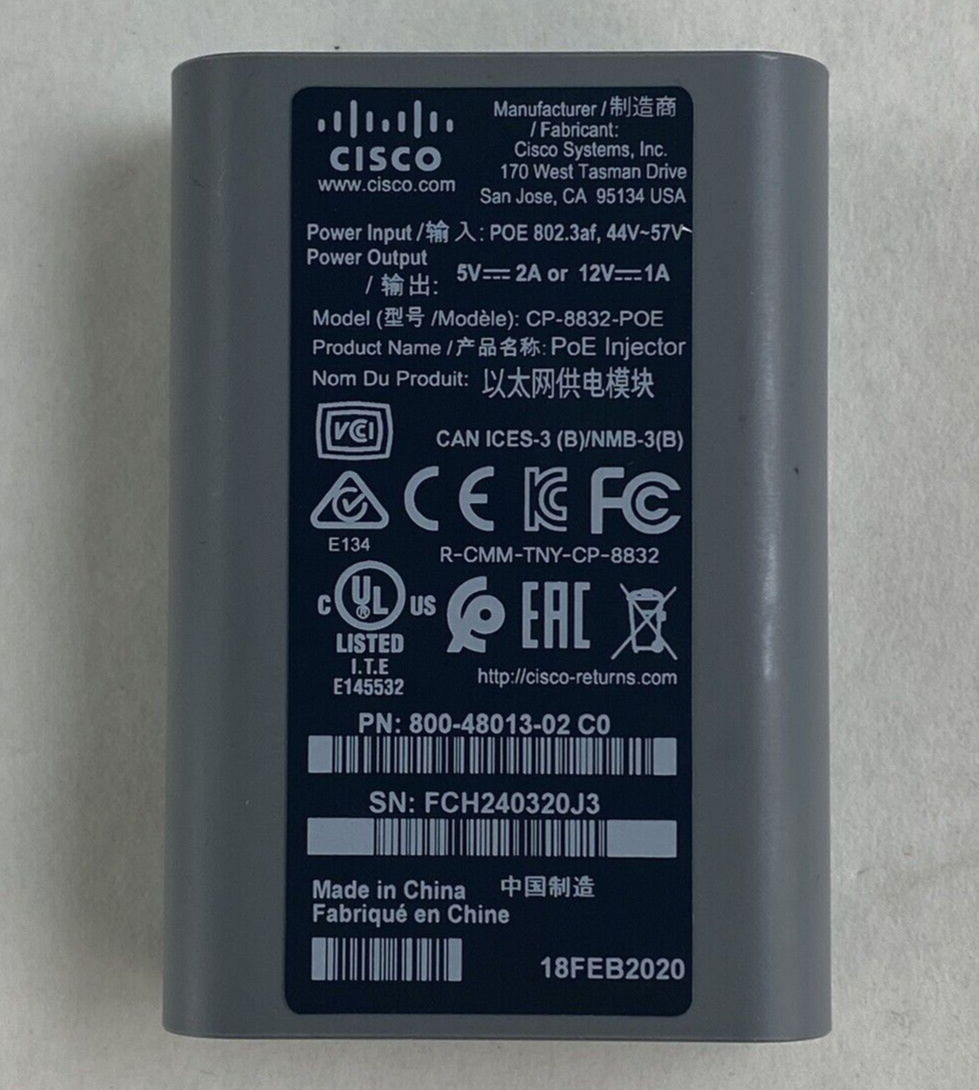 Cisco CP-8832-POE 800-48013-02 IP Conference Phone POE Injector