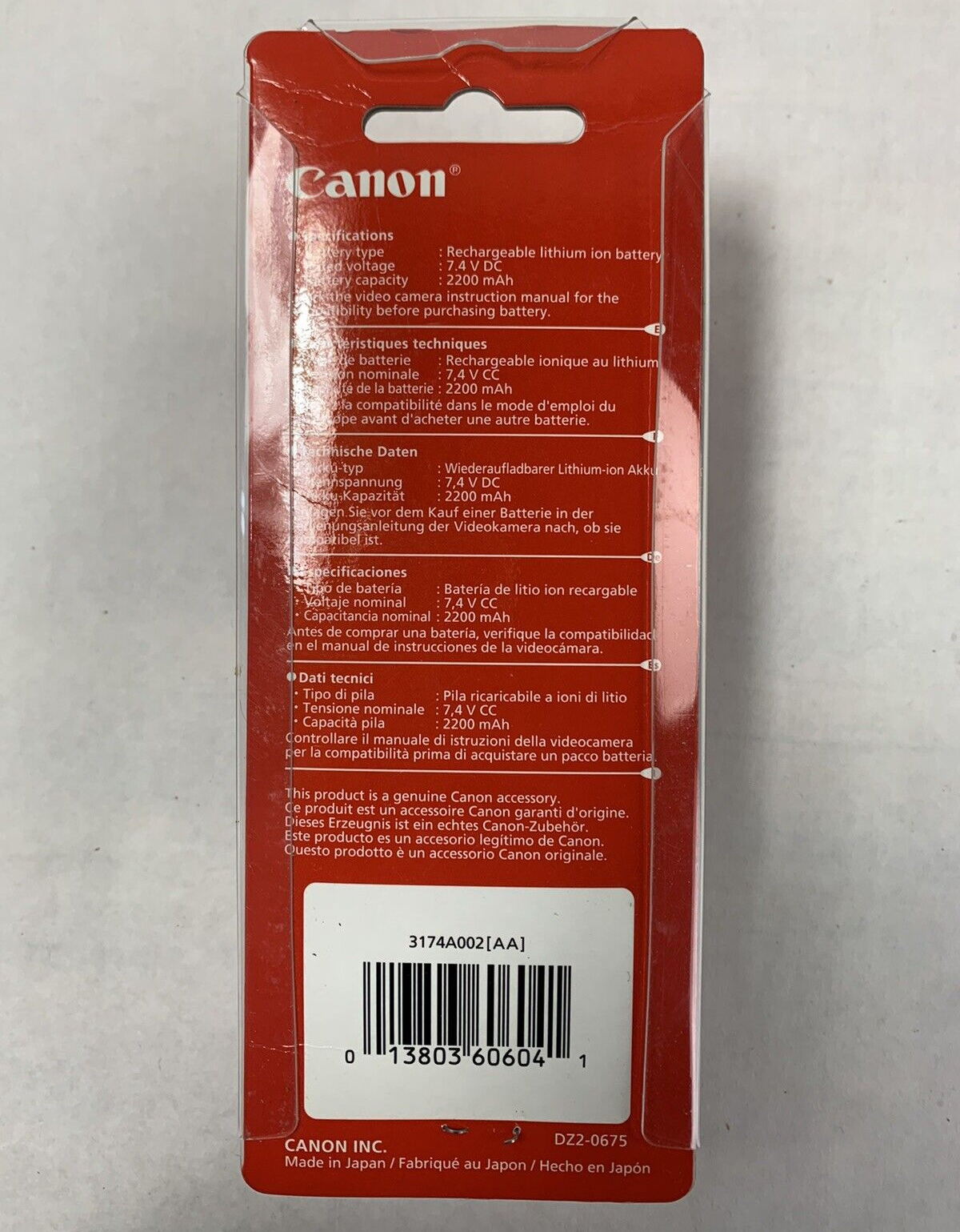 Canon BP-522 Lithium Ion Battery Pack