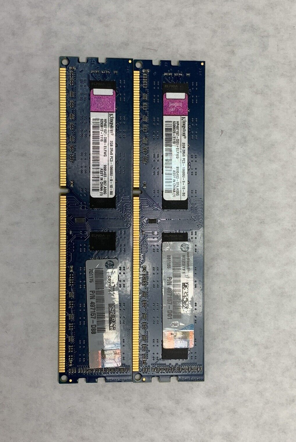 Lot ( 2 ) 2GB Kingston PC3-10600 DDR3-1333MHz non-ECC Unbuffered CL9 240pin DIMM