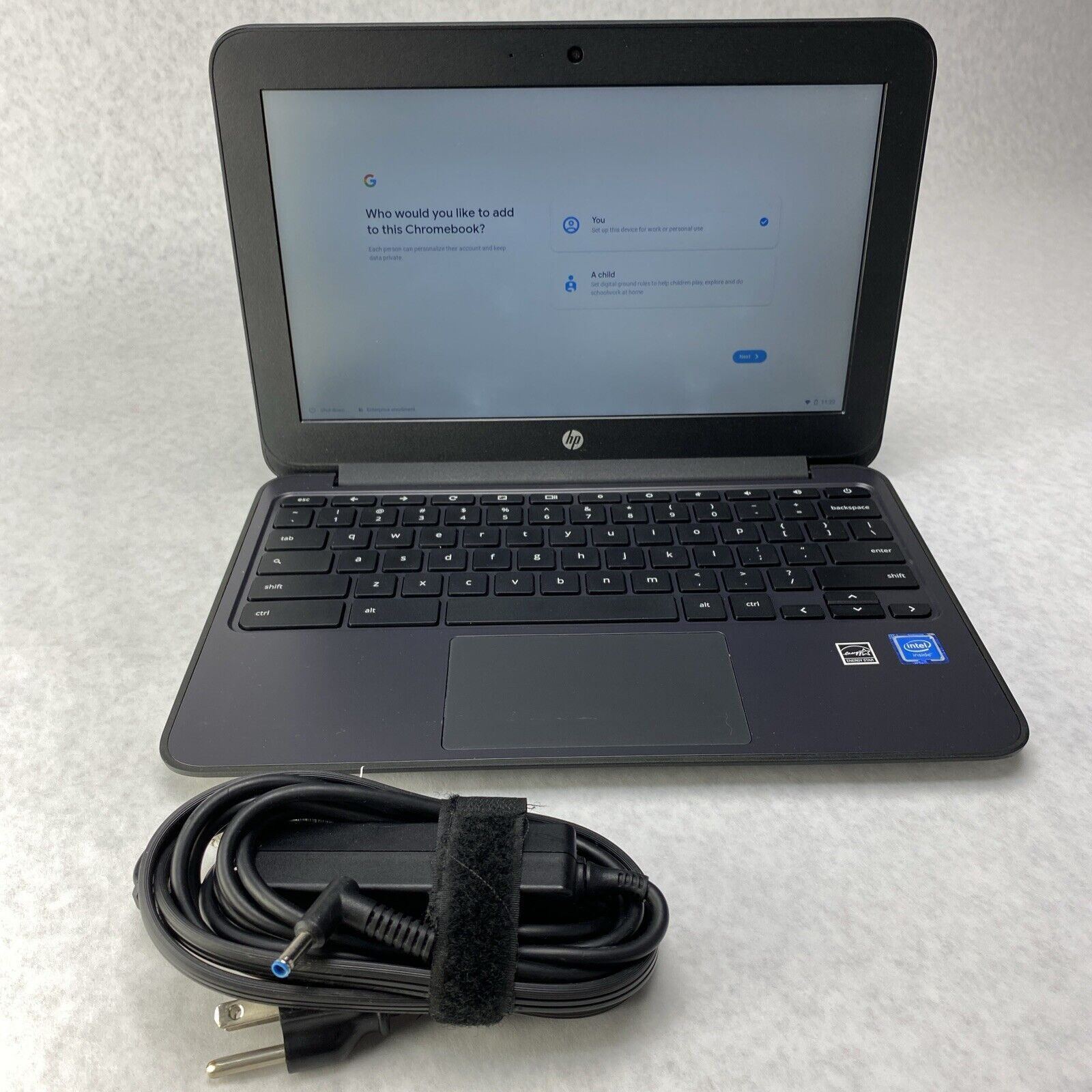 HP Chromebook 11 G5 EE 11.6" Celeron N3060 1.60GHz 4GB RAM 16GB SSD W AC Adapter
