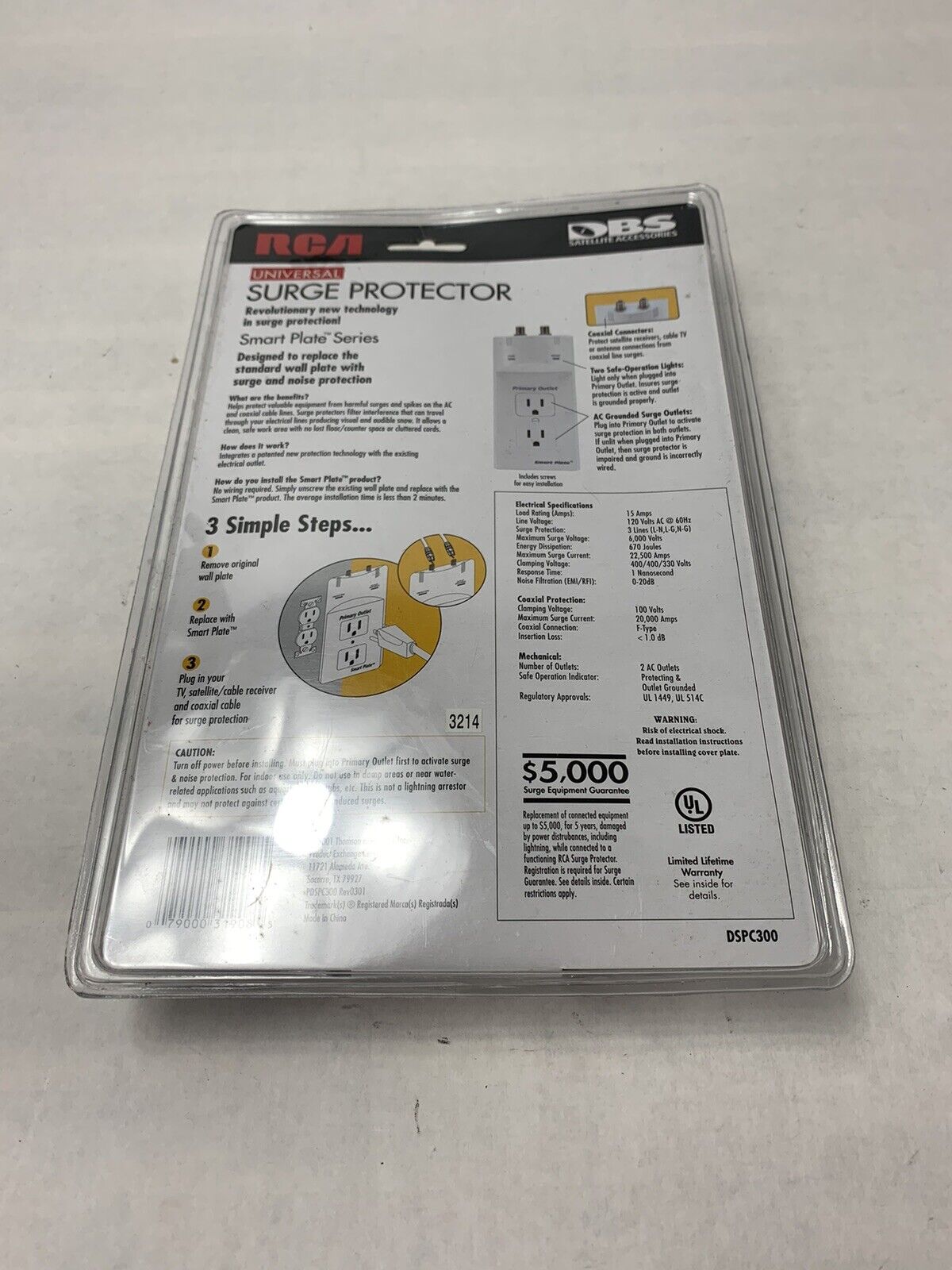 RCA Universal Surge Protector DBS DSPC300 NIB