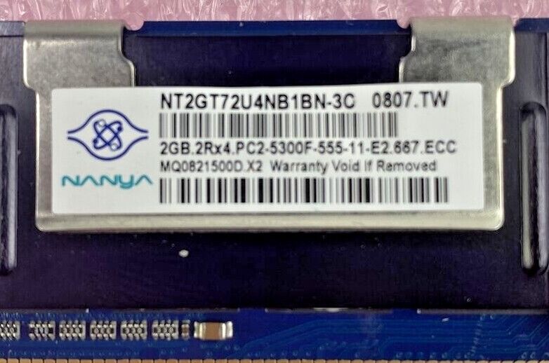 2GB Nanya NT2GT72U4NB1BN-3C 2Rx4 PC2-5300F DDR2 ECC Server Memory RAM