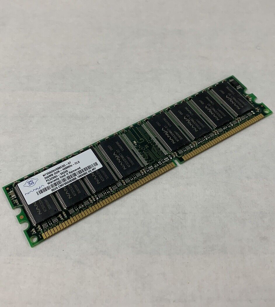 Nanya 256MB DDR-400MHz-CL3 PC3200U-30330 NT256D6t4S88C0G-5T (Lot of 5)