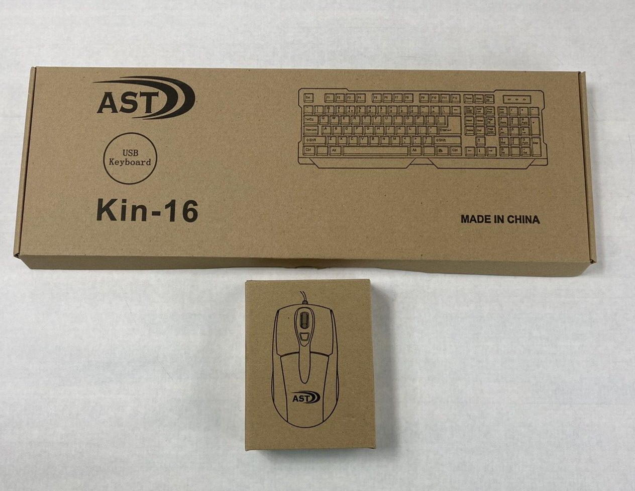 AST Kin-16 Wired Keyboard And AST 3D Optical Mouse