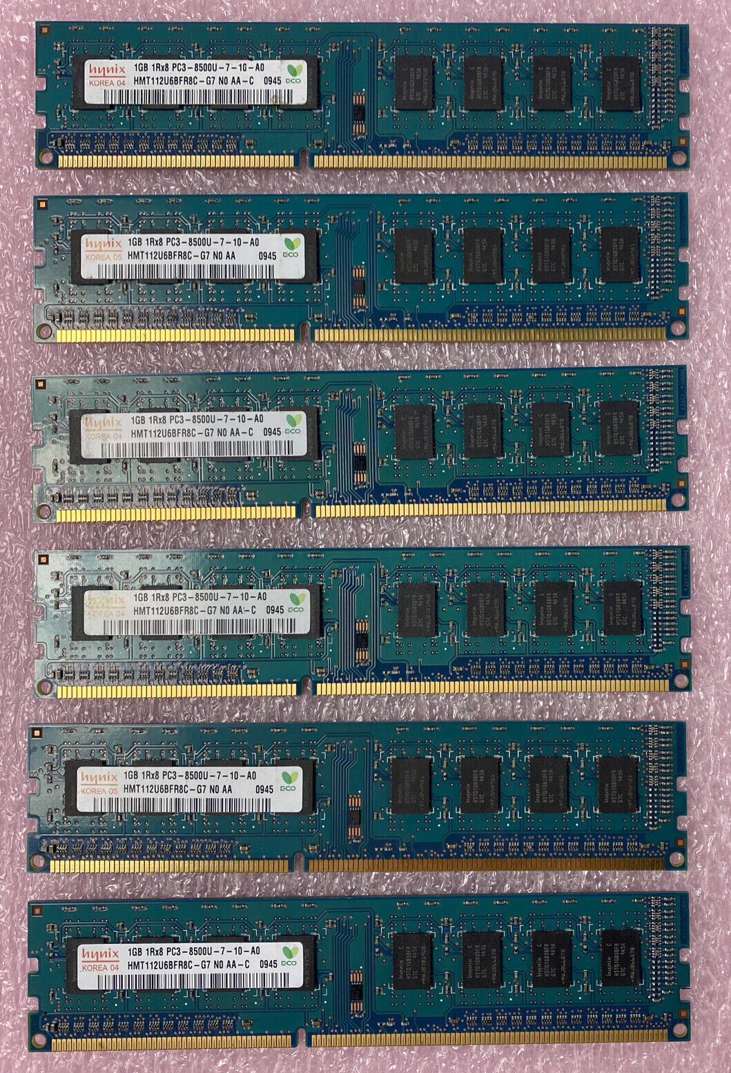 Lot( 6 ) 1GB Hynix HMT112U6BFR8C-G7 1Rx8 PC3-8500U DDR3 non-ECC Desktop RAM