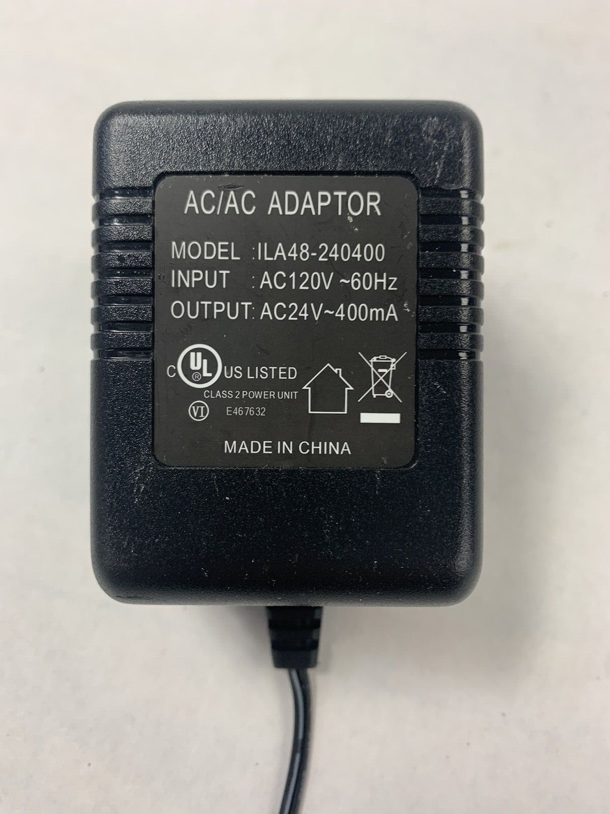 ILA48-240400 AC Adapter Power Supply Charger 24V 400mA Warranty