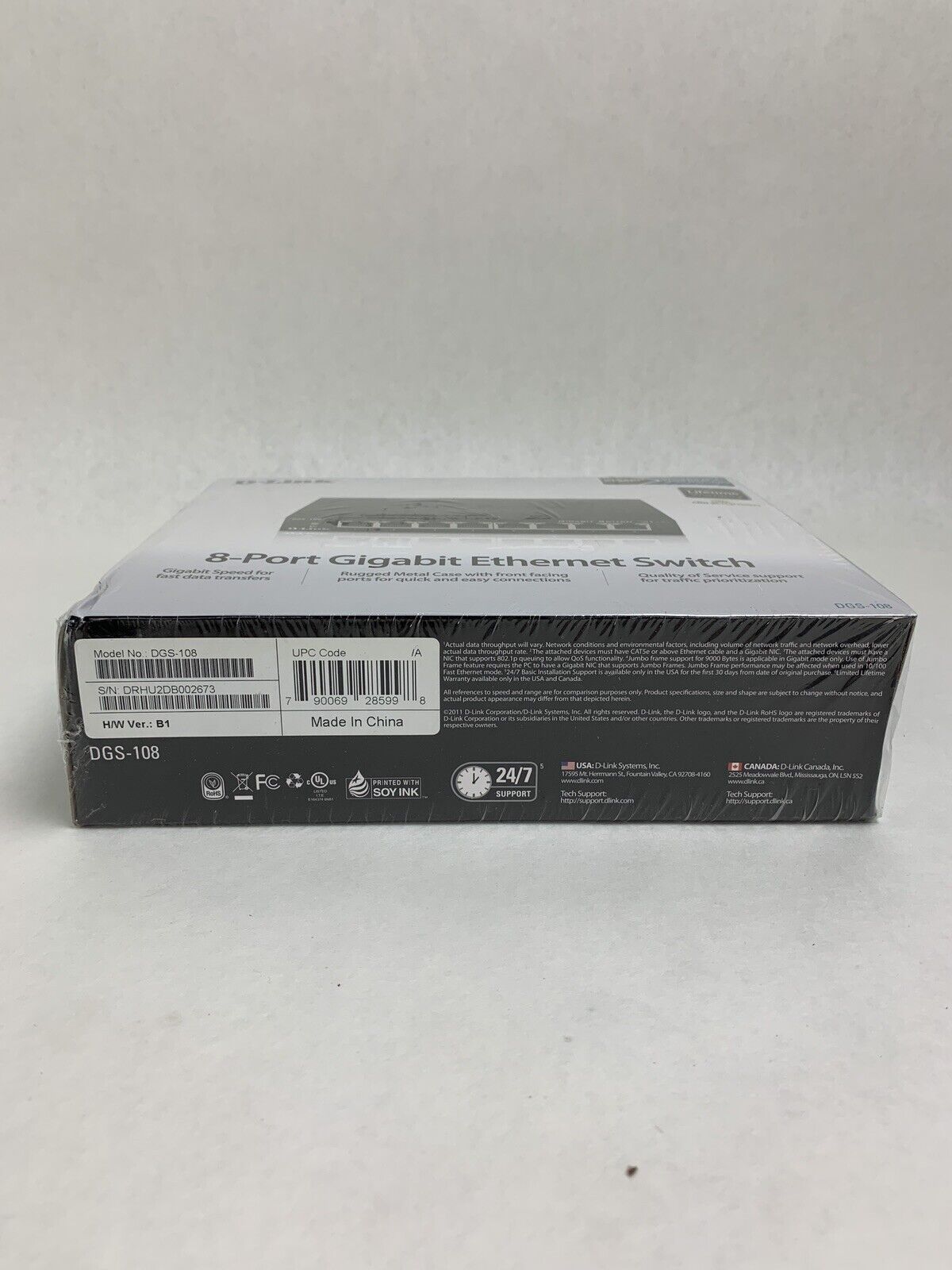 D-Link DGS DGS-108 8-Ports External Switch New Sealed OEM