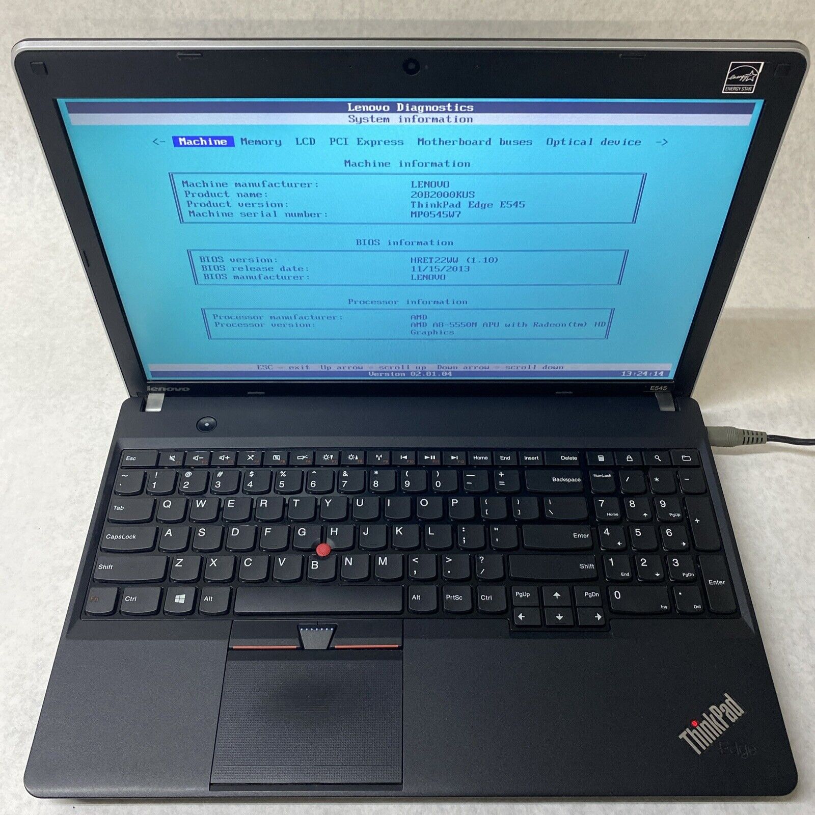 Lenovo ThinkPad E545 15.6" AMD A8-5550M 2.1GHz 4GB RAM No Battery AC HDD OS