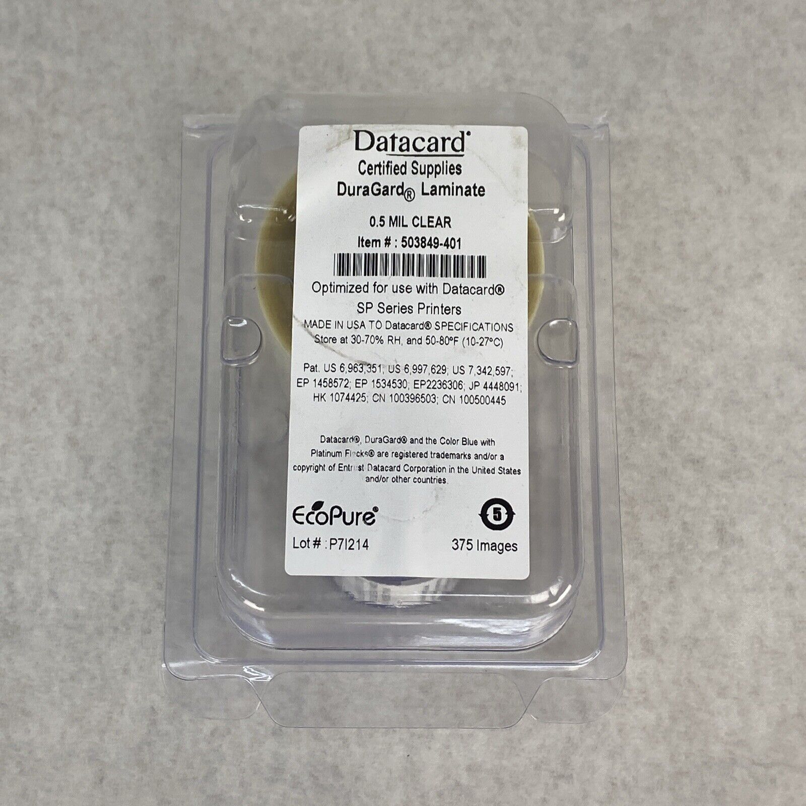 Datacard 503849-401 DuraGard .5mil Clear Laminate 375 Images