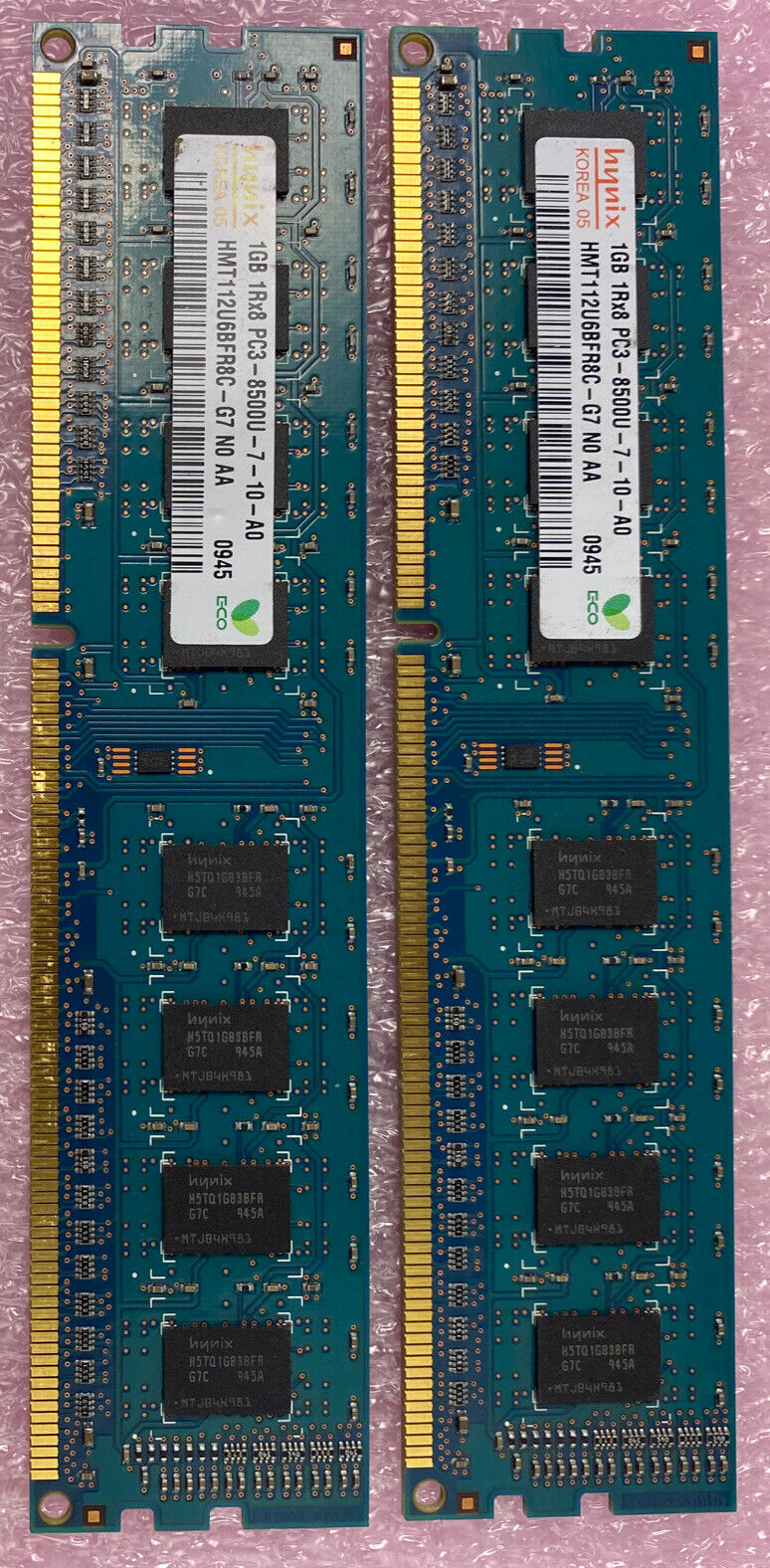 Lot( 2 ) 1GB Hynix HMT112U6BFR8C-G7 1Rx8 PC3-8500U DDR3 non-ECC Desktop RAM