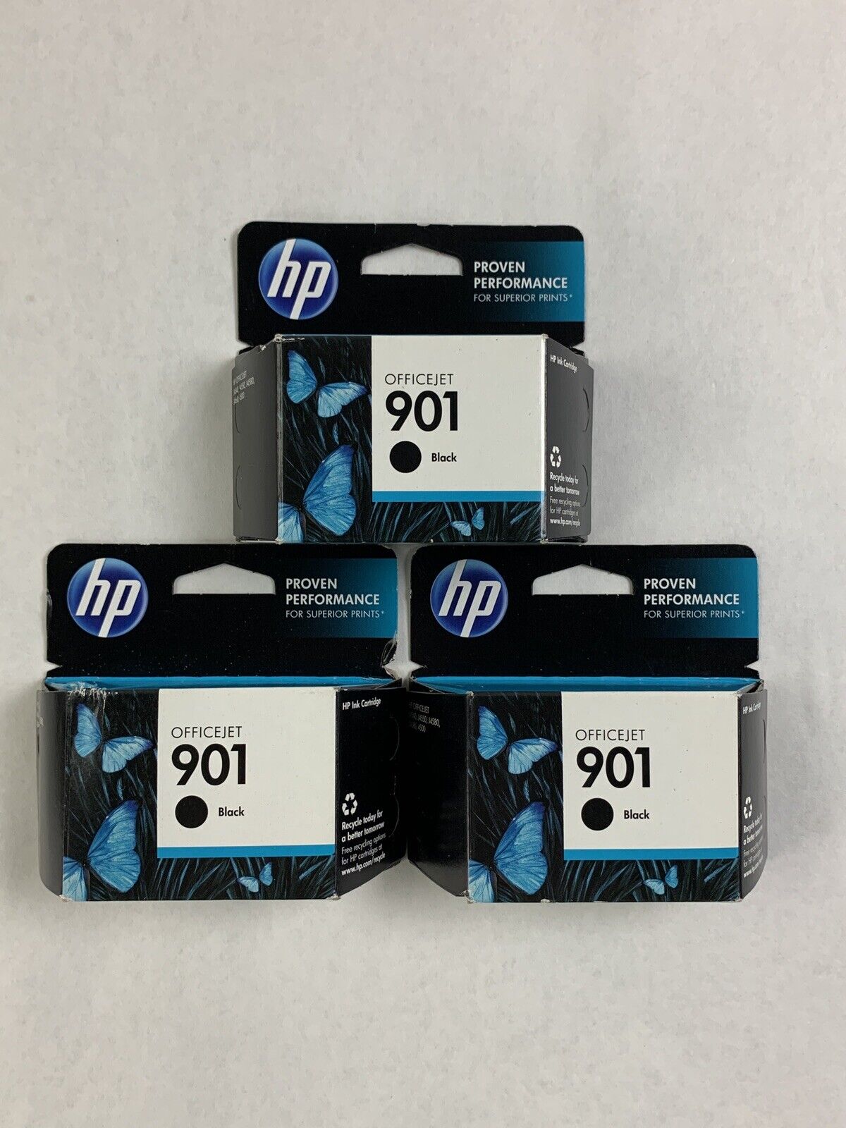 Lot 3 HP 901 Black Printer Ink Cartridge Expired June 2013