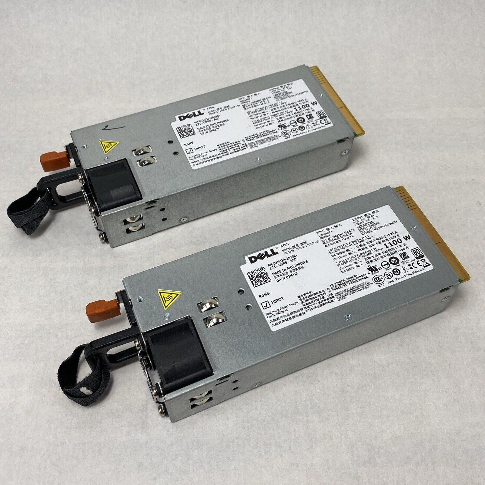 Lot of 2 Dell 7001515-J100 1100W Power Supply 3MJJP