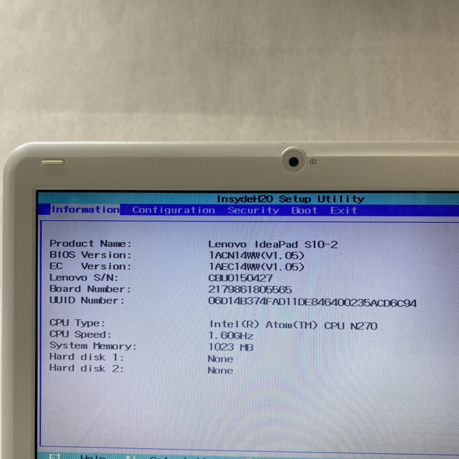 Lenovo IdeaPad S10-2 2957 10.1" ATOM N270 1.60GHz 1GB RAM No Battery HDD OS