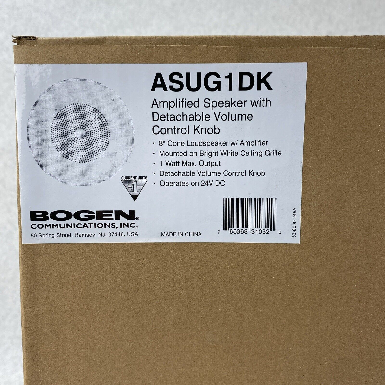 Bogen ASUG1DK 8" Cone Loudspeaker 1W Amplified Ceiling Speaker with Control Knob