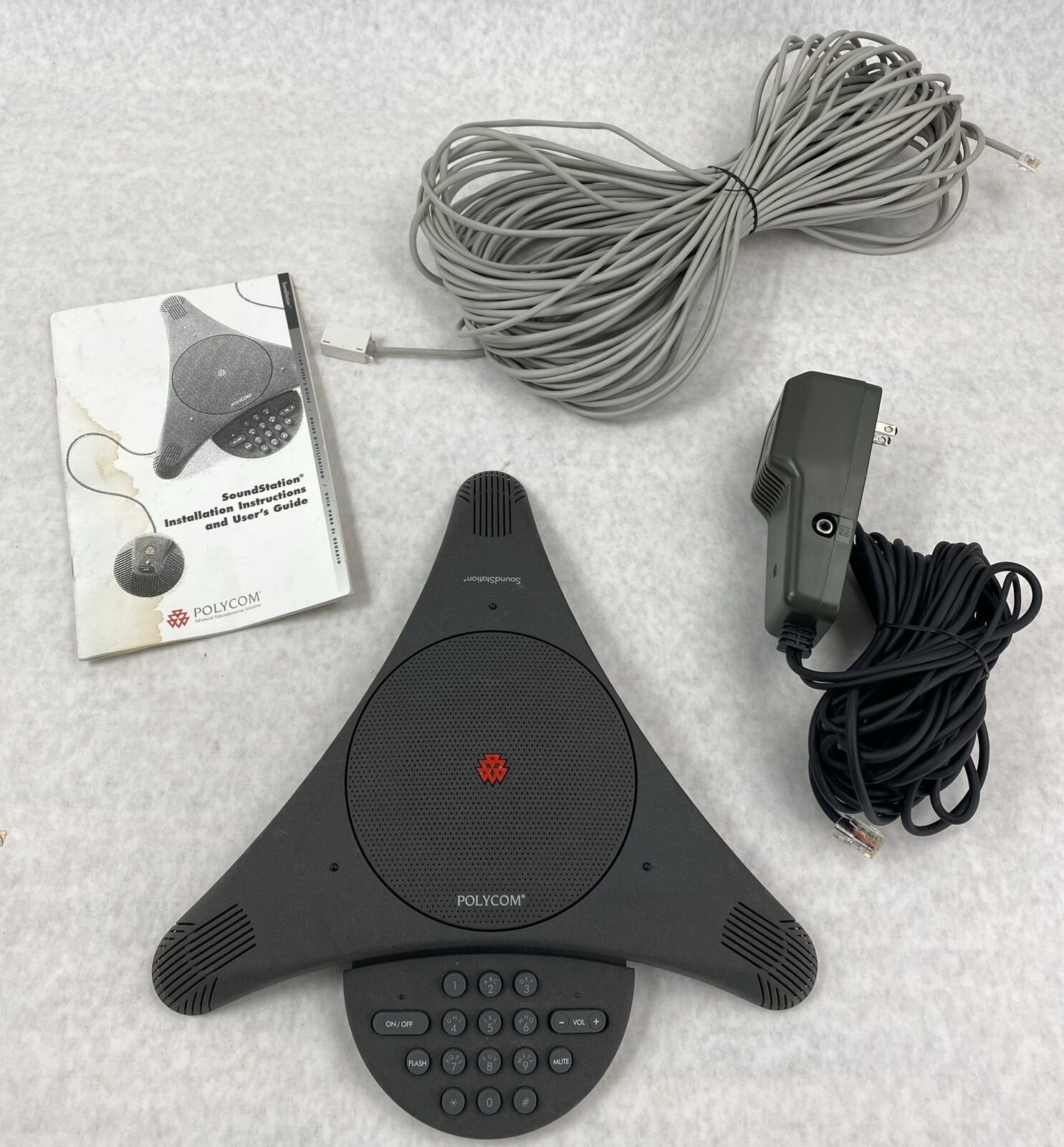 Polycom SoundStation Analog Conference Phone Gray + 90ft RJ11 Cord