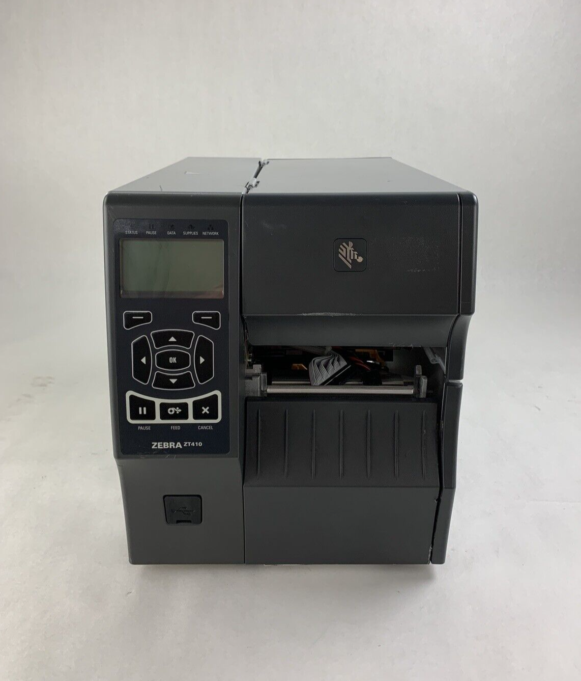 Zebra ZT410 Direct Thermal USB Barcode Printer No Printhead Ribbon Winder & Roll