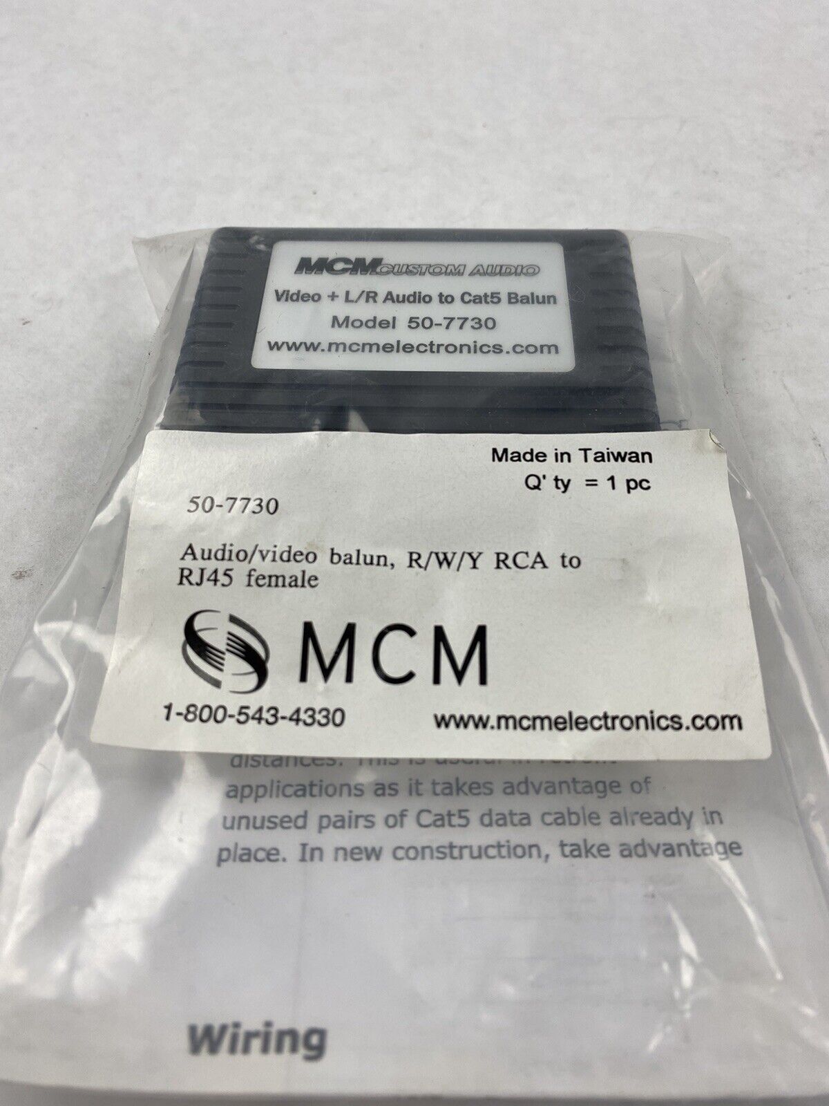 MCM Custom Audio 50-7730 Audio/Video Balun