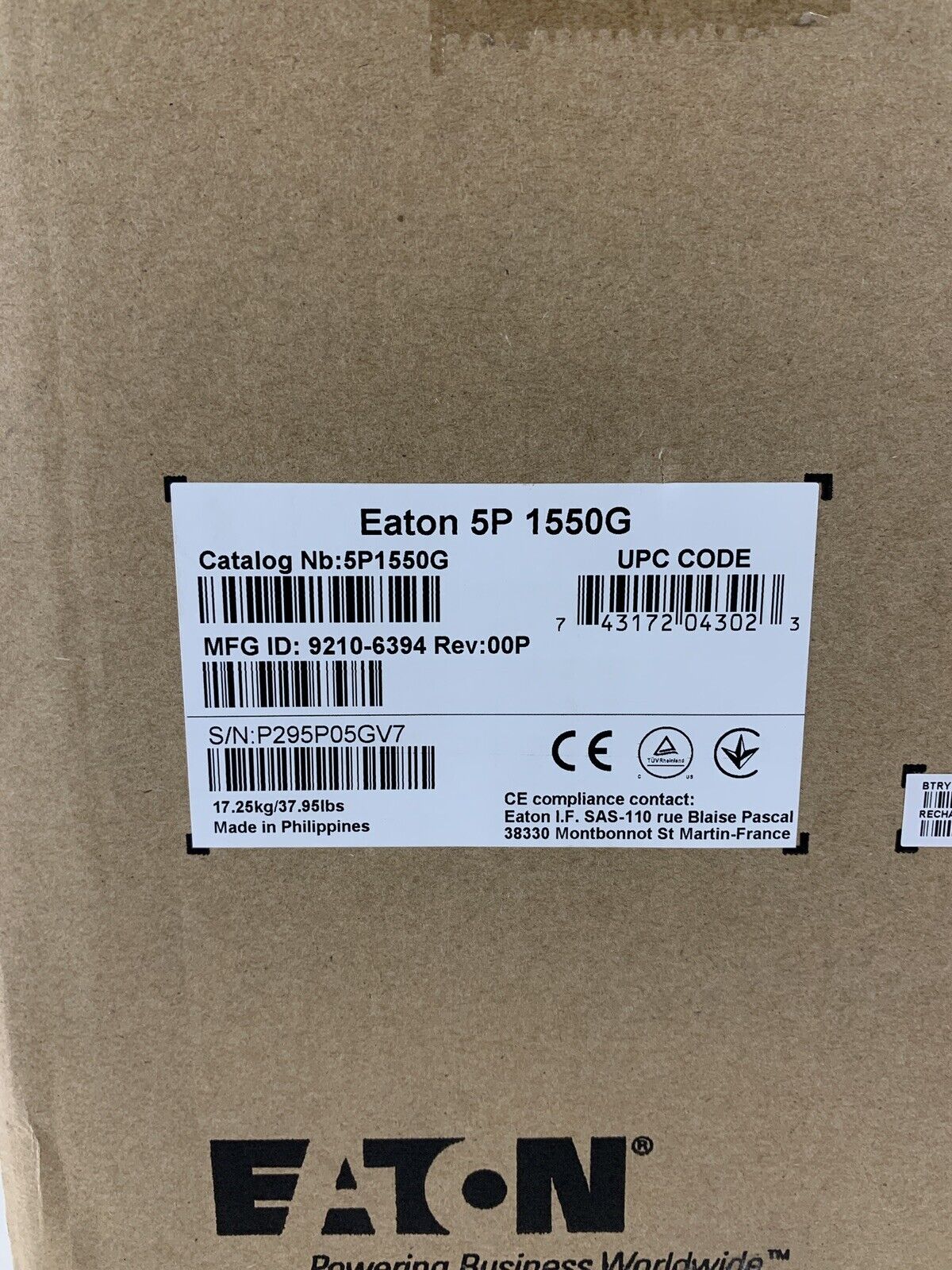 Eaton 5P1550G 5P 1550 1100W Line-Interactive UPS Wave 8 Outlets New Box Opened